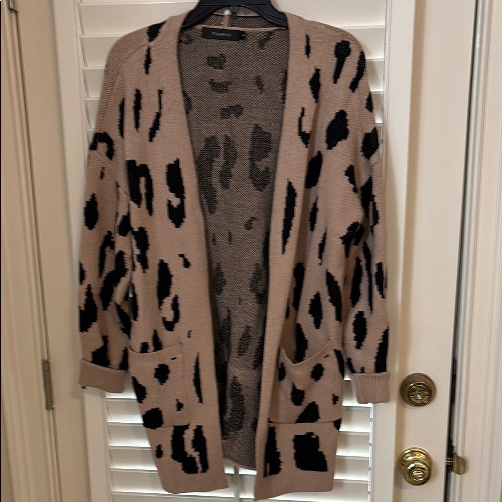 Animal print tan and black sweater/jacket